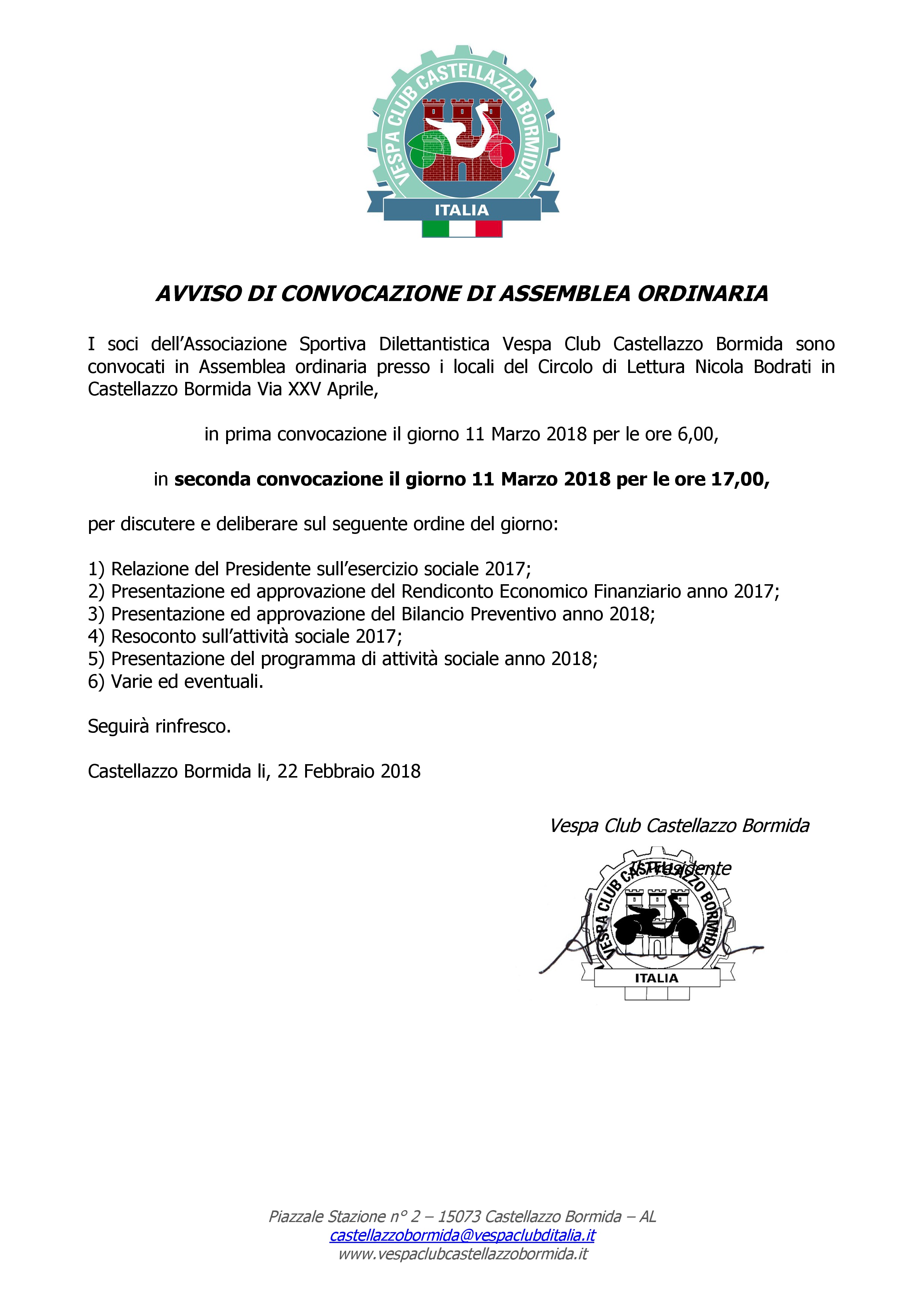 Convocazione Assemblea 2018